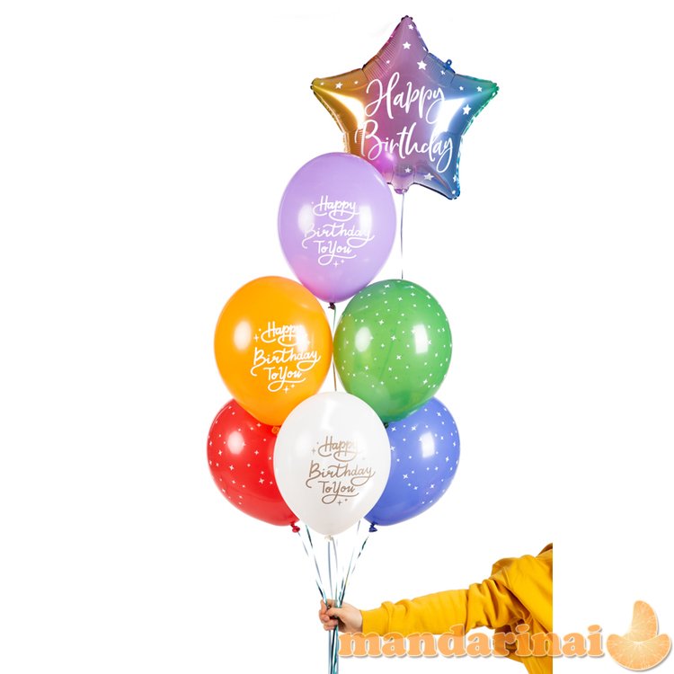 Balloons 30 cm, Happy Birthday To You, mix (1 pkt / 6 pc.)