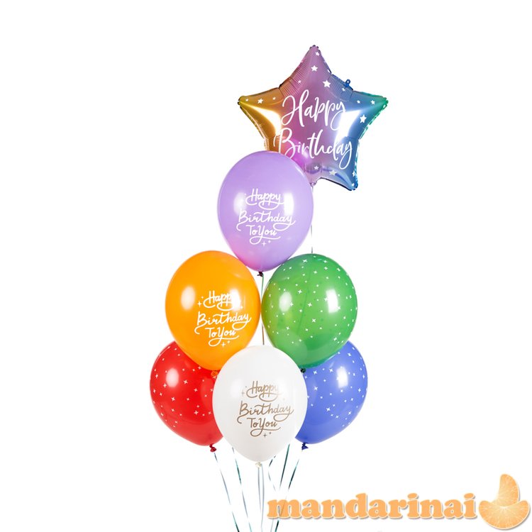 Balloons 30 cm, Happy Birthday To You, mix (1 pkt / 6 pc.)