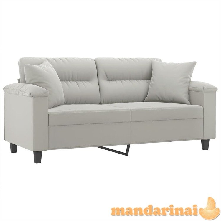 Dvivietė sofa su pagalvėmis, pilka, 140cm, mikropluošto audinys