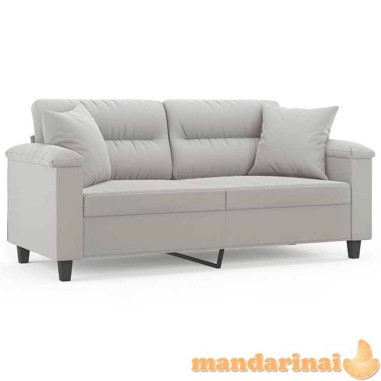 Dvivietė sofa su pagalvėmis, pilka, 140cm, mikropluošto audinys