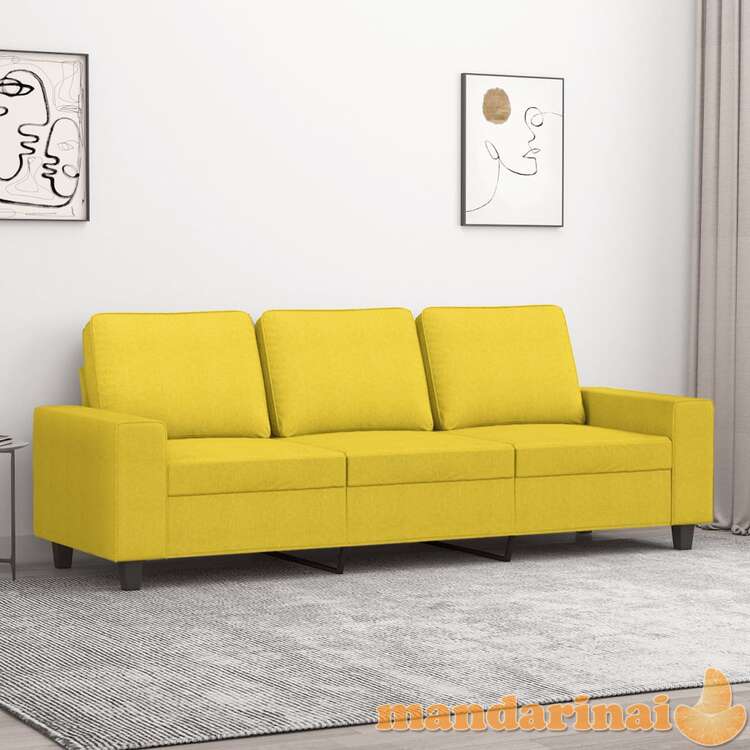 Trivietė sofa, šviesiai geltonos spalvos, 180cm, audinys