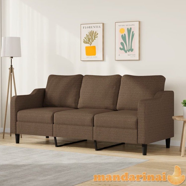 Trivietė sofa, rudos spalvos, 180cm, audinys