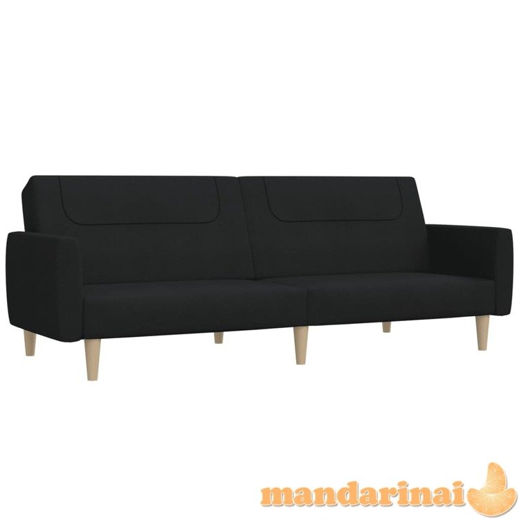 Dvivietė sofa-lova, juodos spalvos, audinys