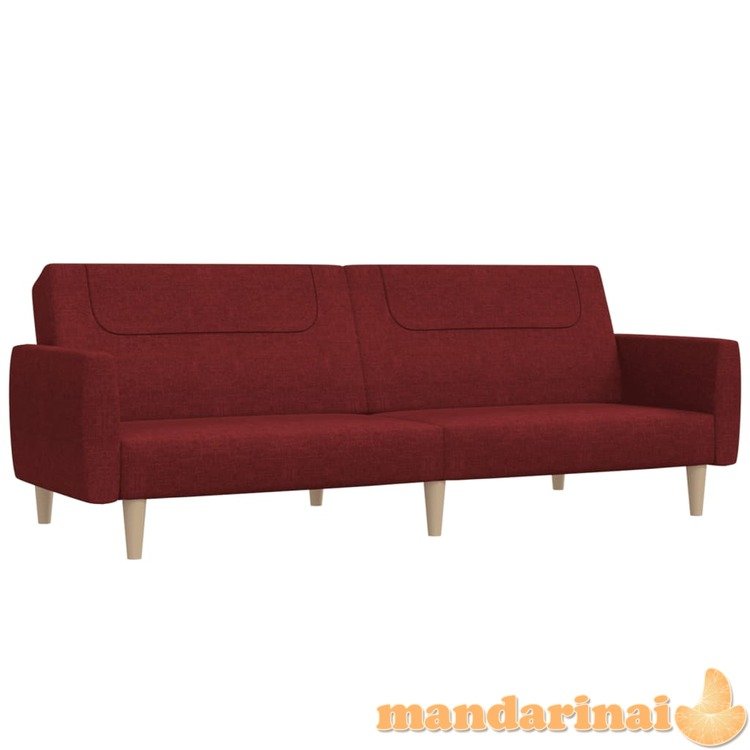 Dvivietė sofa-lova, raudonojo vyno spalvos, audinys