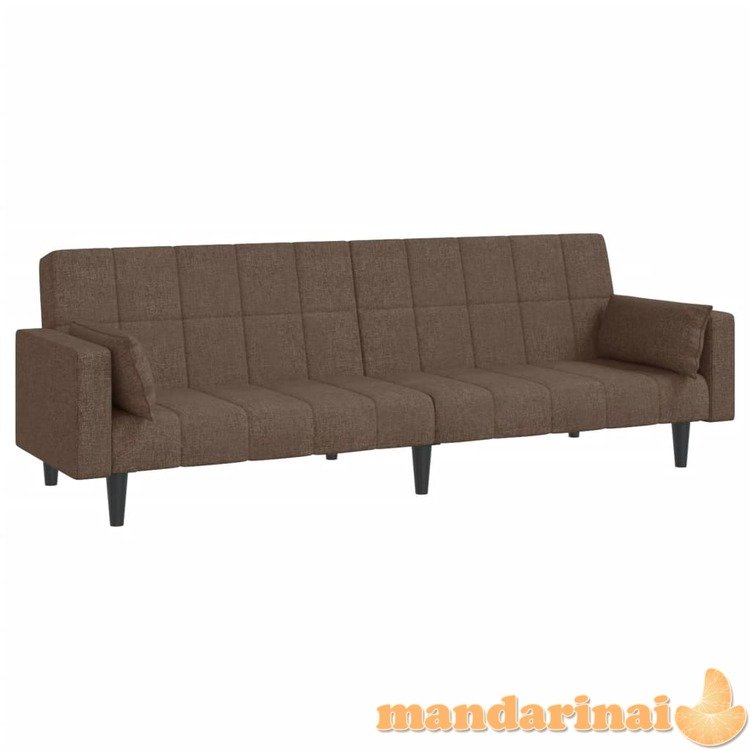 Dvivietė sofa-lova su dvejomis pagalvėmis, taupe, audinys