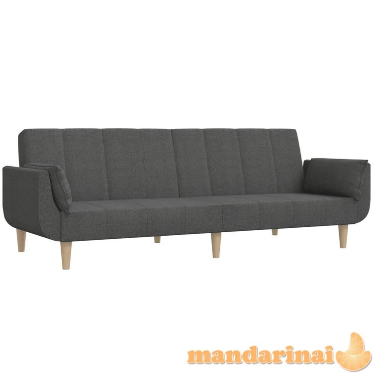 Dvivietė sofa-lova su dvejomis pagalvėmis, pilka, audinys