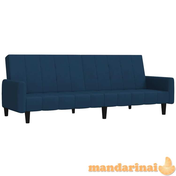 Dvivietė sofa-lova, mėlynos spalvos, aksomas