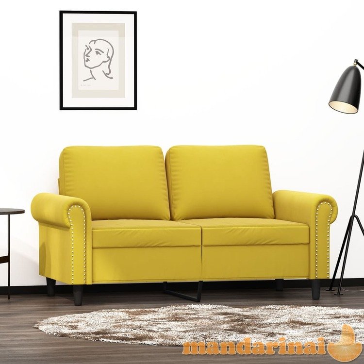 Dvivietė sofa, geltonos spalvos, 120cm, aksomas