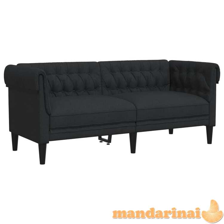 Dvivietė chesterfield sofa, juodos spalvos, audinys