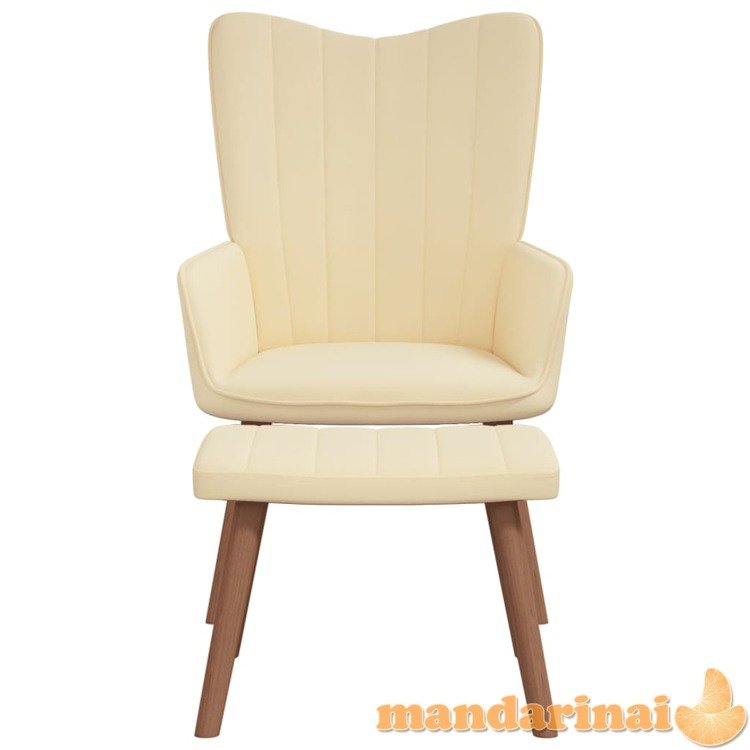 Poilsio kėdė su pakoja, kreminės baltos spalvos, aksomas