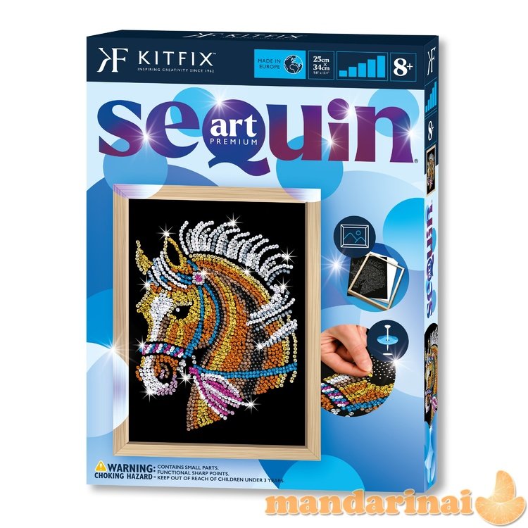 KITFIX DIY „Sequin Art“ mėlynasis rinkinys „Žirgas“