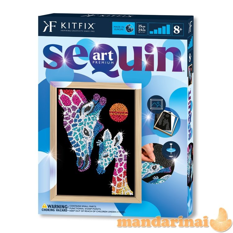 KITFIX DIY „Sequin Art“ mėlynasis rinkinys „Žirafos“