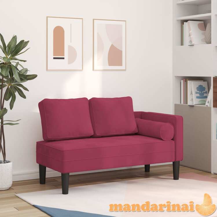 Poilsio sofa su pagalvėlėmis, raudonojo vyno spalvos, aksomas