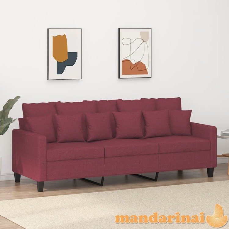 Trivietė sofa, raudonojo vyno spalvos, 180cm, audinys