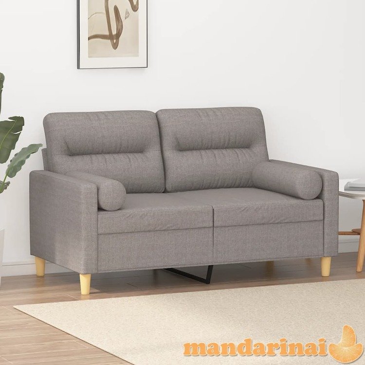 Dvivietė sofa su pagalvėlėmis, taupe spalvos, 120cm, audinys