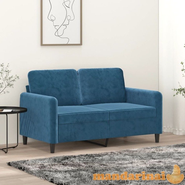 Dvivietė sofa, mėlynos spalvos, 120cm, aksomas