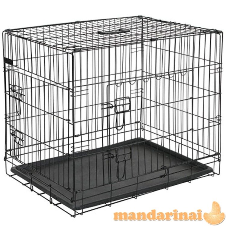 @pet dog transportavimo narvas, juodas, 50,8x30,5x35,5cm, metalas