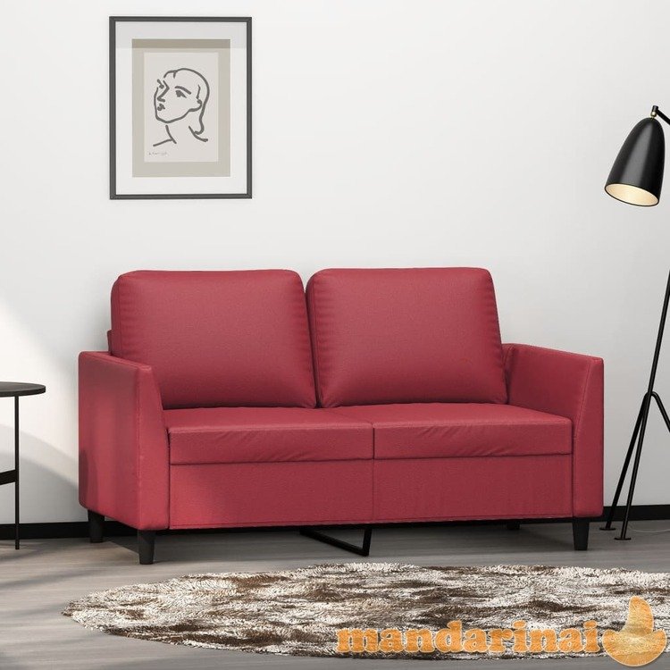 Dvivietė sofa, raudonojo vyno spalvos, 120cm, dirbtinė oda