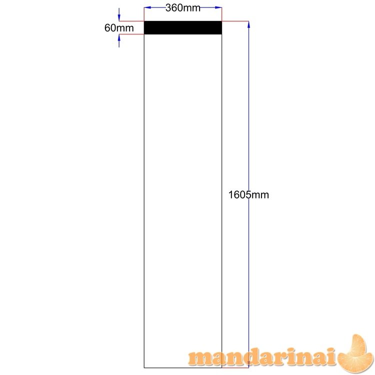 Dušo kabinos šoninis stiklas tiesus 360x1605 grey 3.1.