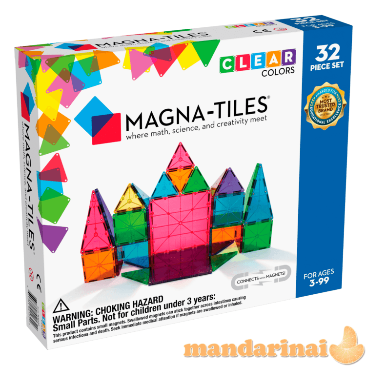 MAGNA-TILES Magnetinis permatomas konstruktorius, 32 det.