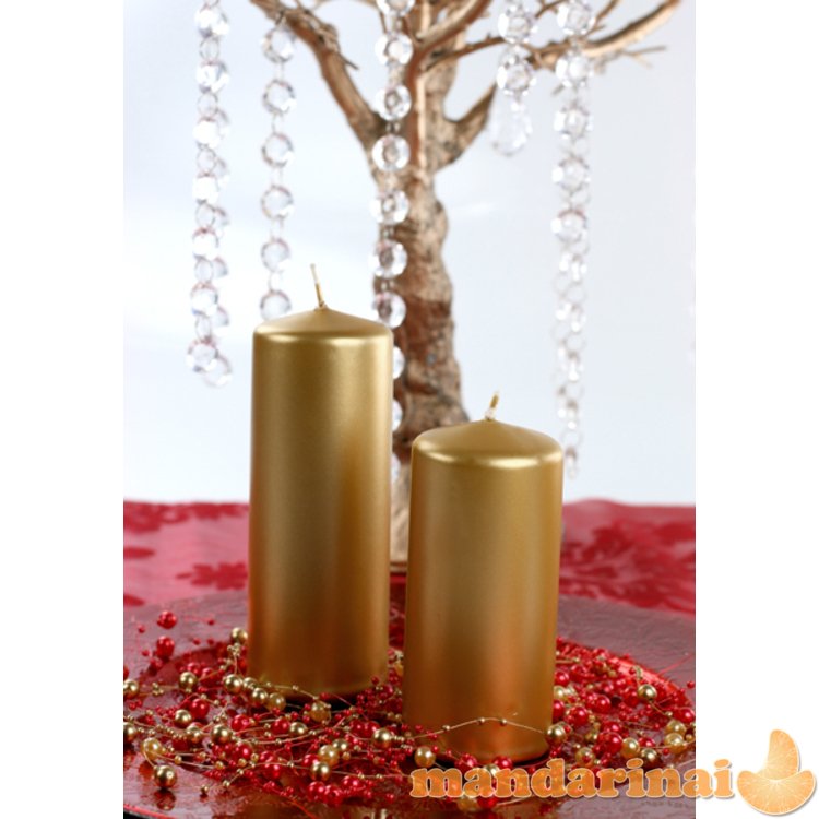 Pillar Candle, metallic, gold, 15 x 6cm (1 pkt / 6 pc.)