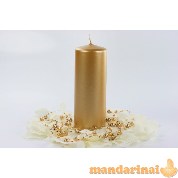 Pillar Candle, metallic, gold, 15 x 6cm (1 pkt / 6 pc.)