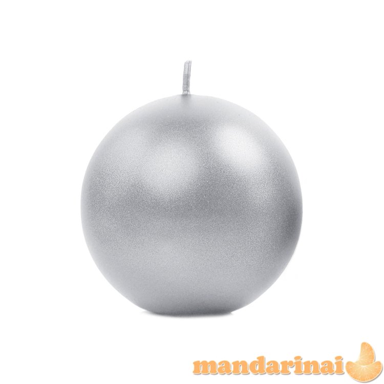 Candle Sphere, metallic, silver, 8cm (1 pkt / 6 pc.)