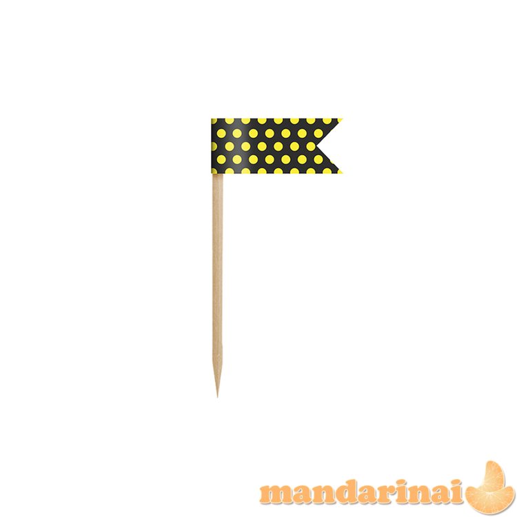 Cupcake Toppers Mini Flags Bee, mix, 7cm (1 pkt / 6 pc.)