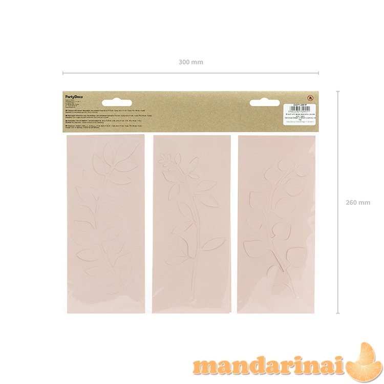 Branch with leaves decoration, powder pink (1 pkt / 9 pc.)