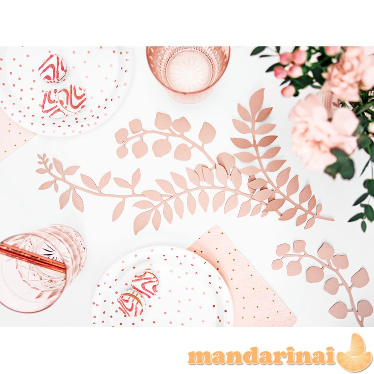 Branch with leaves decoration, powder pink (1 pkt / 9 pc.)