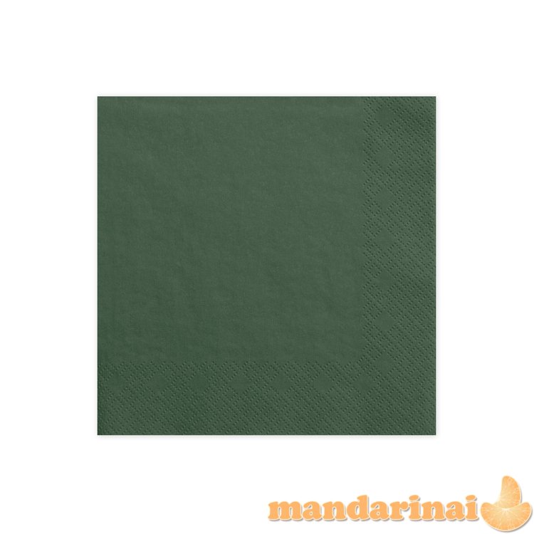 Napkins, 3 layers, bottle green, 33x33cm (1 pkt / 20 pc.)