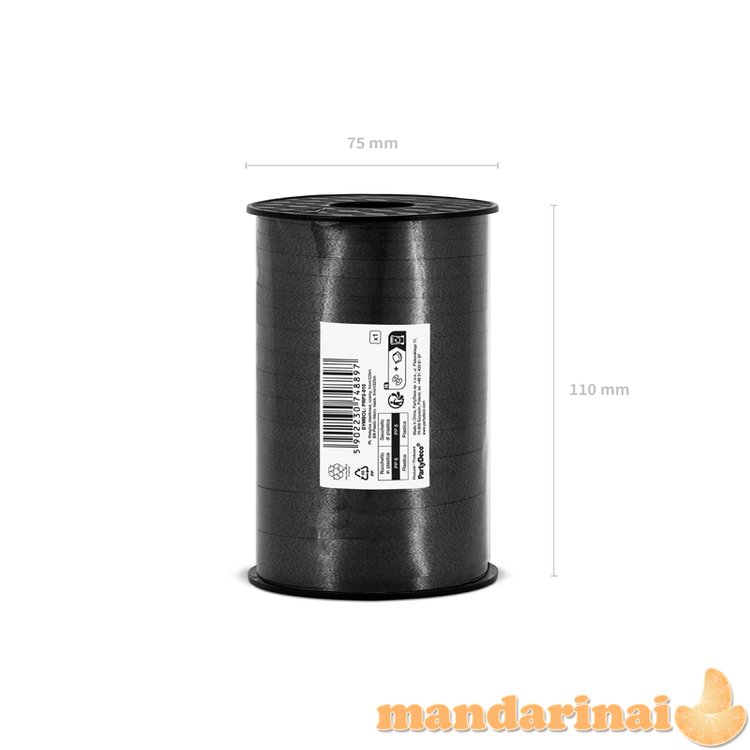 Plastic ribbon, black, 5mm/225m