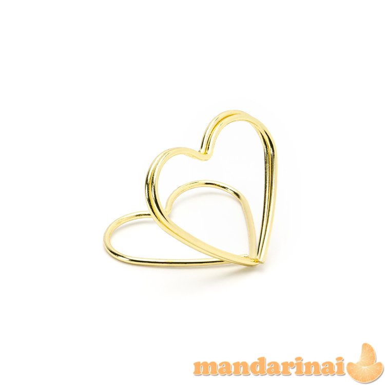 Place card holders Hearts, gold, 2.5 cm (1 pkt / 10 pc.)