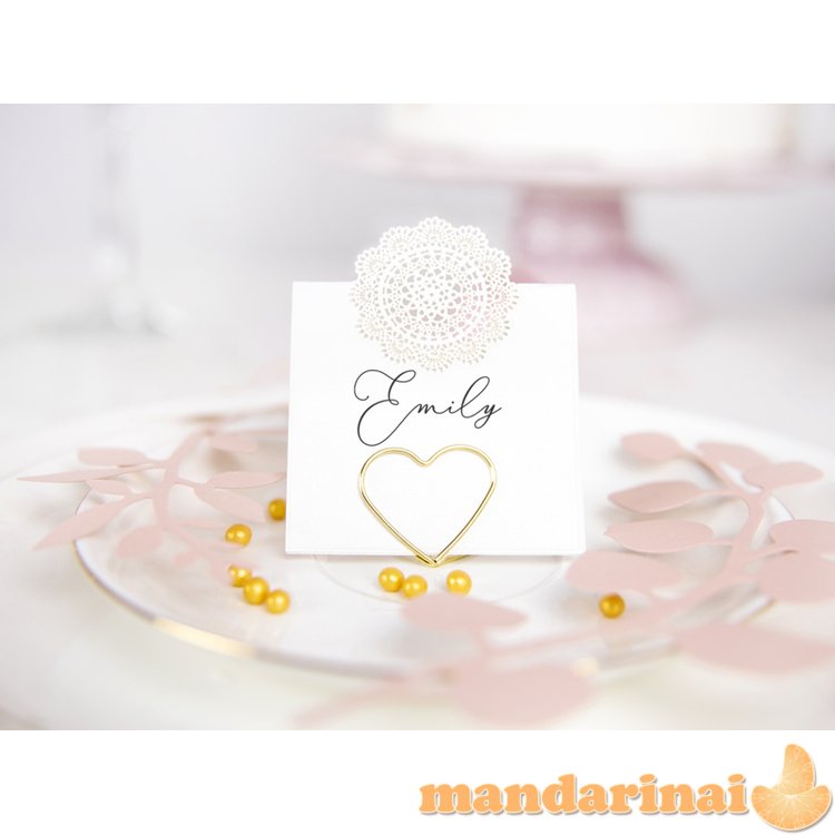 Place card holders Hearts, gold, 2.5 cm (1 pkt / 10 pc.)