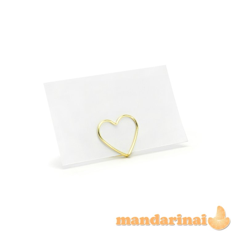 Place card holders Hearts, gold, 2.5 cm (1 pkt / 10 pc.)