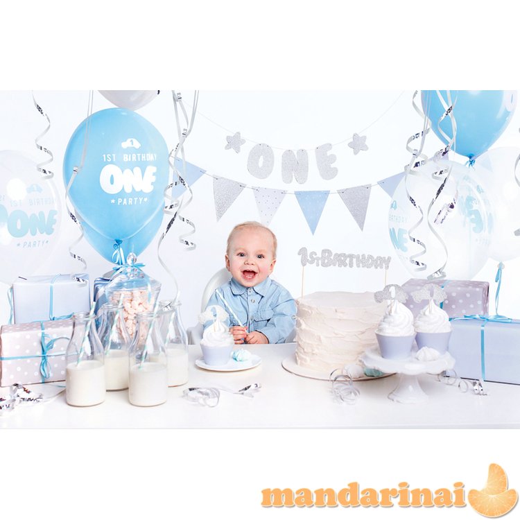 Party decorations set - 1st Birthday, silver