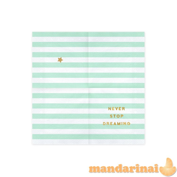 Napkins Yummy - Never stop dreaming, mint, 33x33cm (1 pkt / 20 pc.)