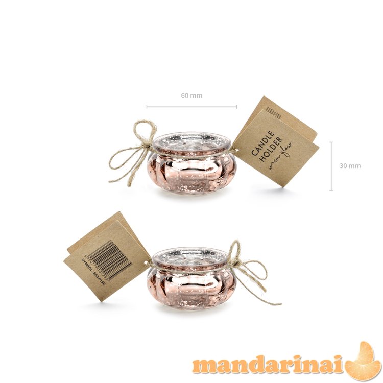 Candle holder, rose gold, 3cm (1 pkt / 4 pc.)