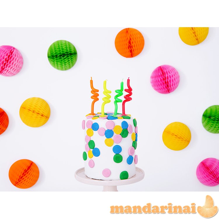 Birthday candles curl, mix, 8cm (1 pkt / 4 pc.)