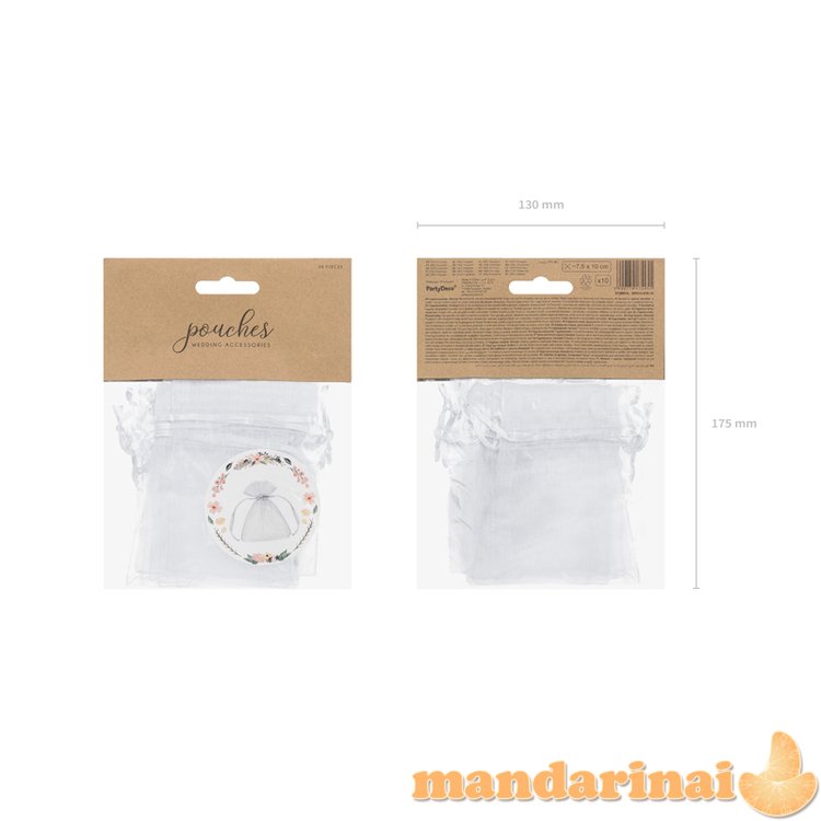 Organza pouches, white, 10cm (1 pkt / 10 pc.)