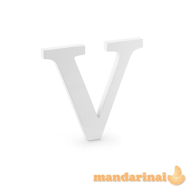 Wooden letter V, white, 21x20cm