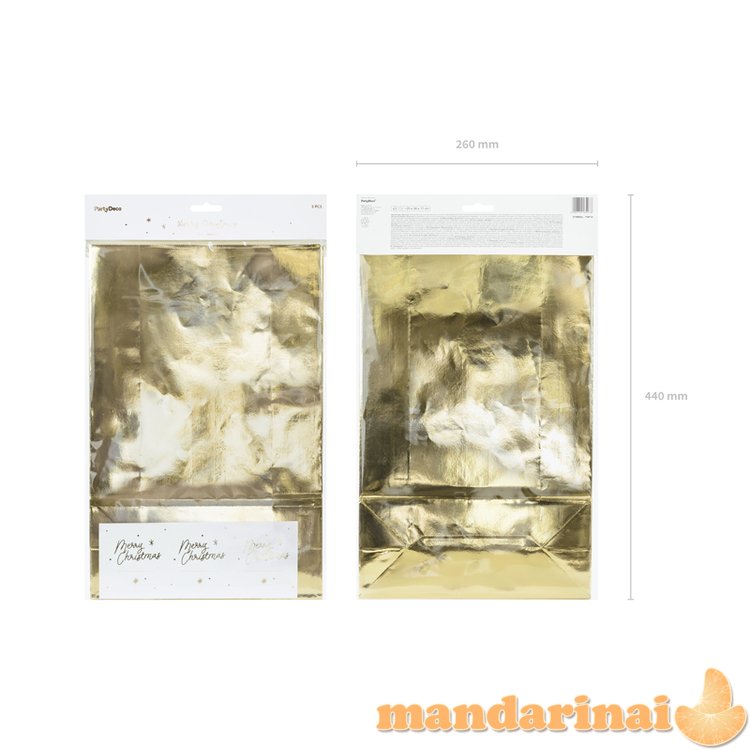 Gift bags, gold, 25x38x11cm (1 pkt / 3 pc.)