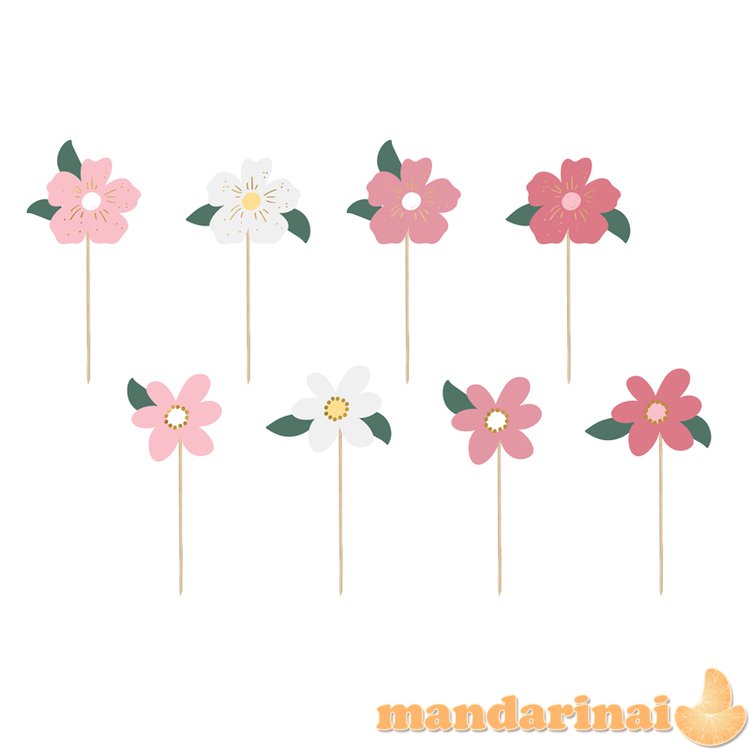 Cake toppers Flowers, mix, 13-14.5 cm. (1 pkt / 8 pc.)