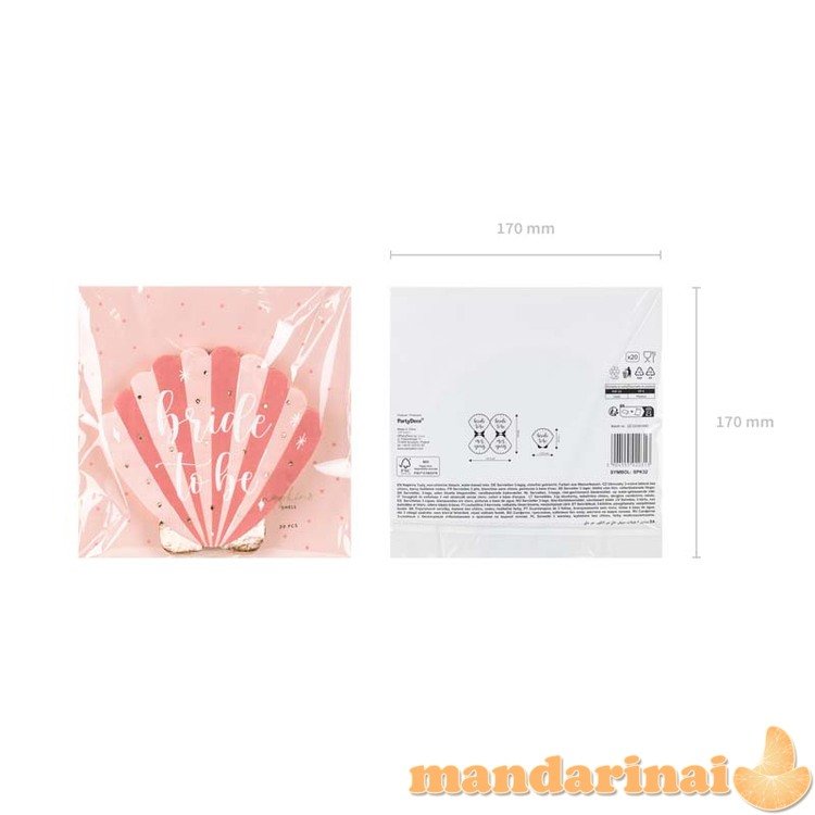 Napkins Seashell Bride to be, pink, 13.5x13 cm (1 pkt / 20 pc.)