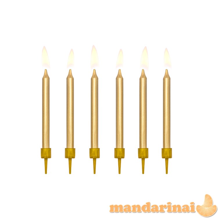 Birthday candles, plain, gold, 6cm (1 pkt / 6 pc.)