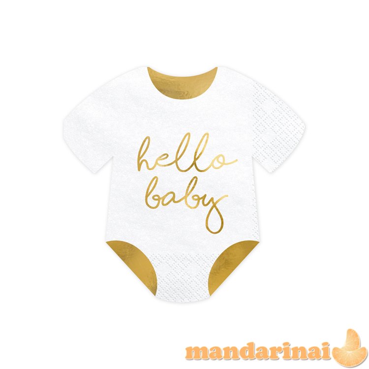 Napkins Baby romper - Hello Baby, white, 16x16cm (1 pkt / 20 pc.)