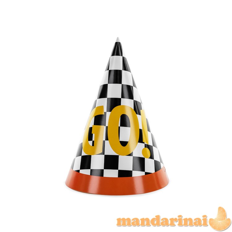 Party hats GO!, 16 cm, mix (1 pkt / 6 pc.)