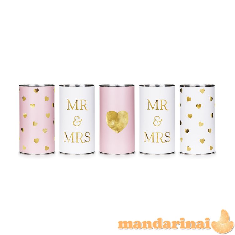 Wedding cans Mr & Mrs, 14x7 cm (1 pkt / 5 pc.)