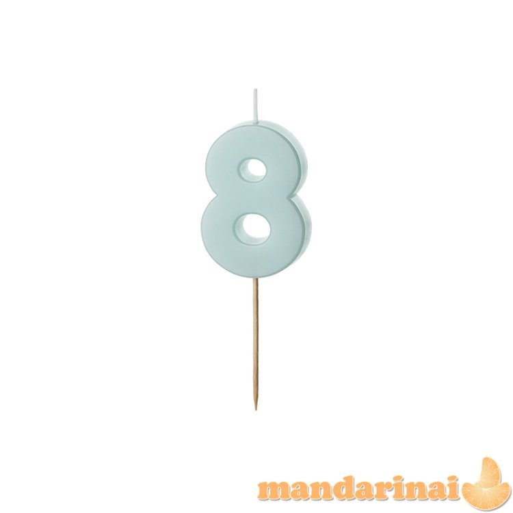 Birthday candle Numeral 8, light blue, size 5.5 cm