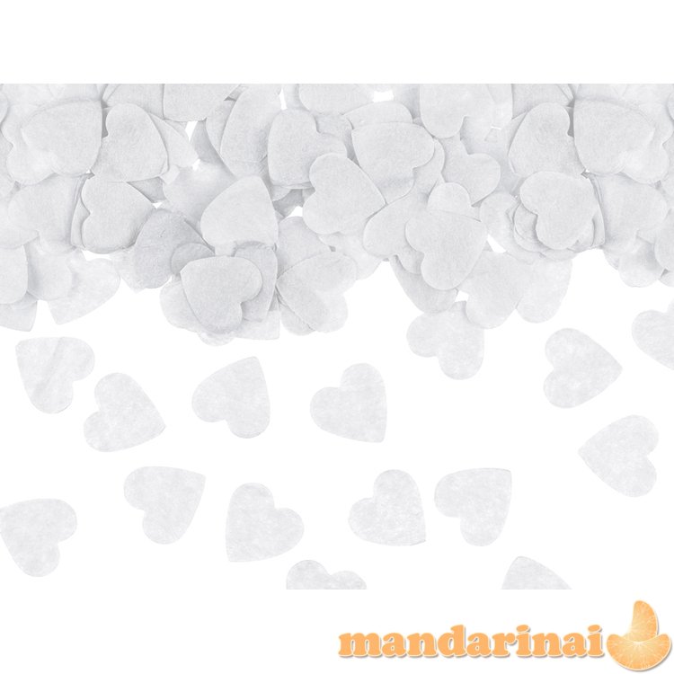 Confetti cannon with hearts, white, 28cm